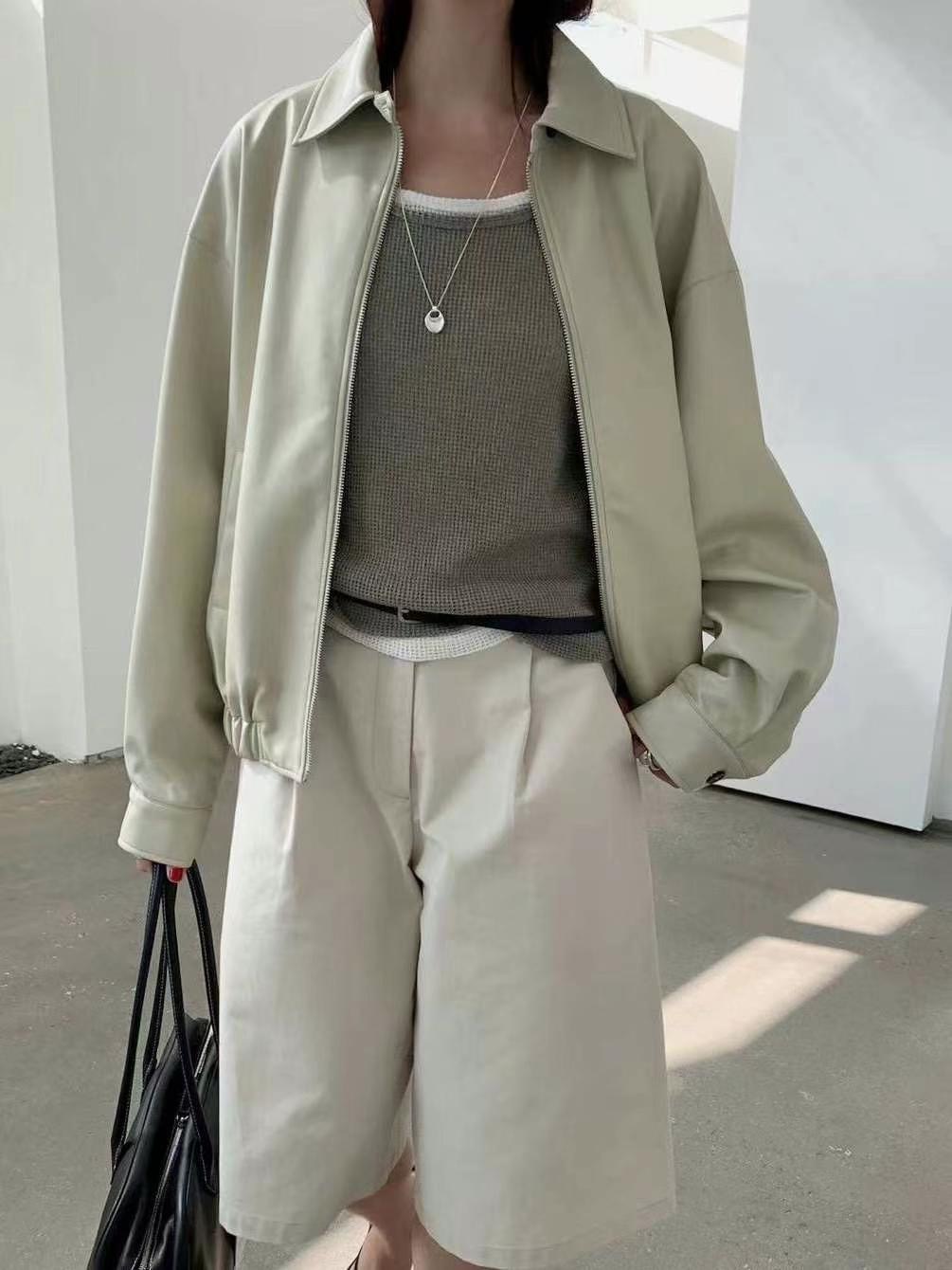 THENEEDS東大門代購女士新品熱賣推薦時尚職業夾克皮革拉鏈THENEEDS夾克
