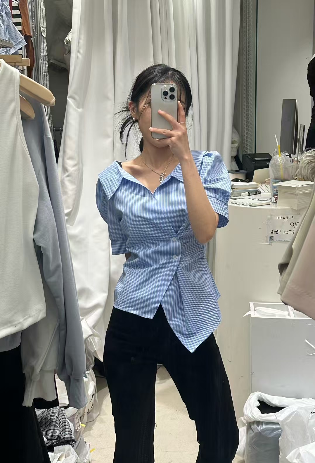 PLEASE東大門代購女士新品休閑人氣時尚真品職業襯衫蕾絲衫PLEASE襯衫/蕾絲衫