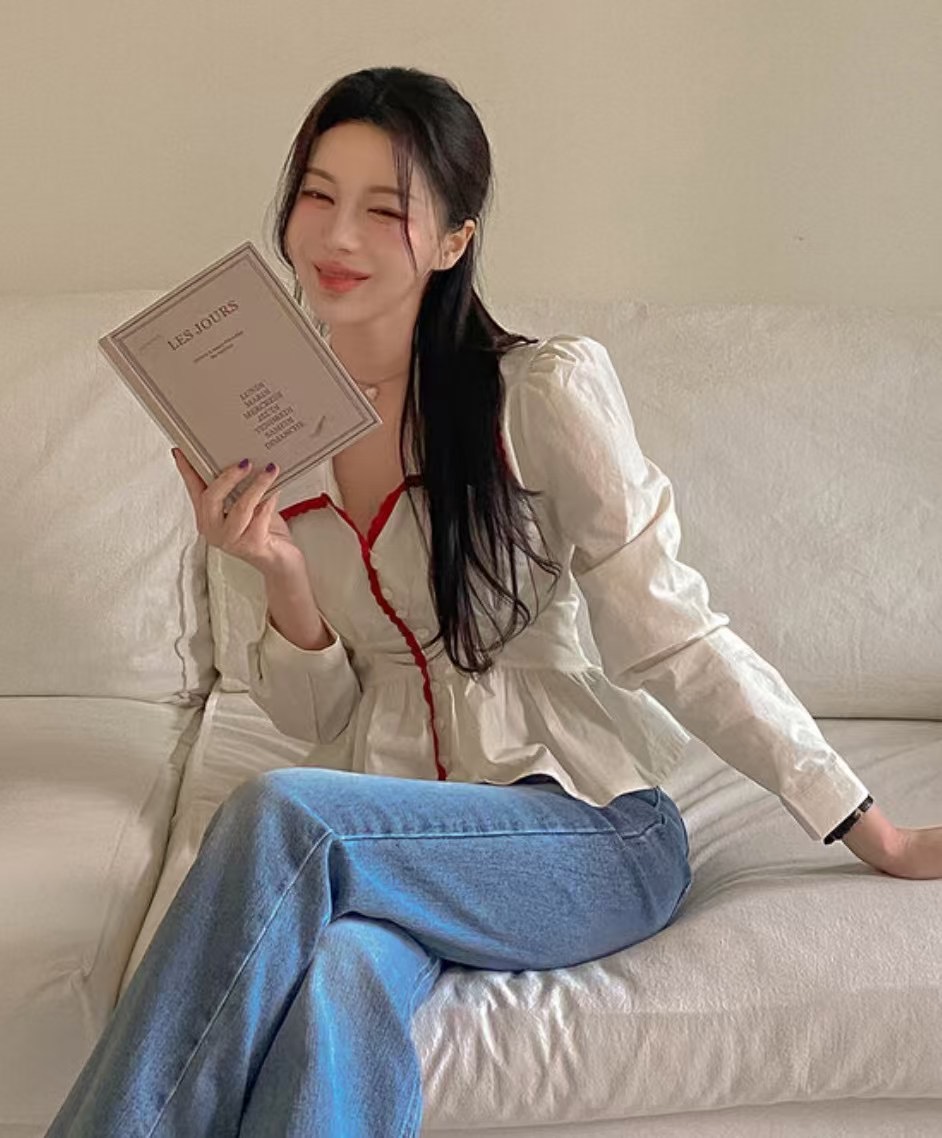 PLEASE韓國直郵女士新品真品職業時尚推薦人氣25春夏襯衫蕾絲衫PLEASE襯衫/蕾絲衫