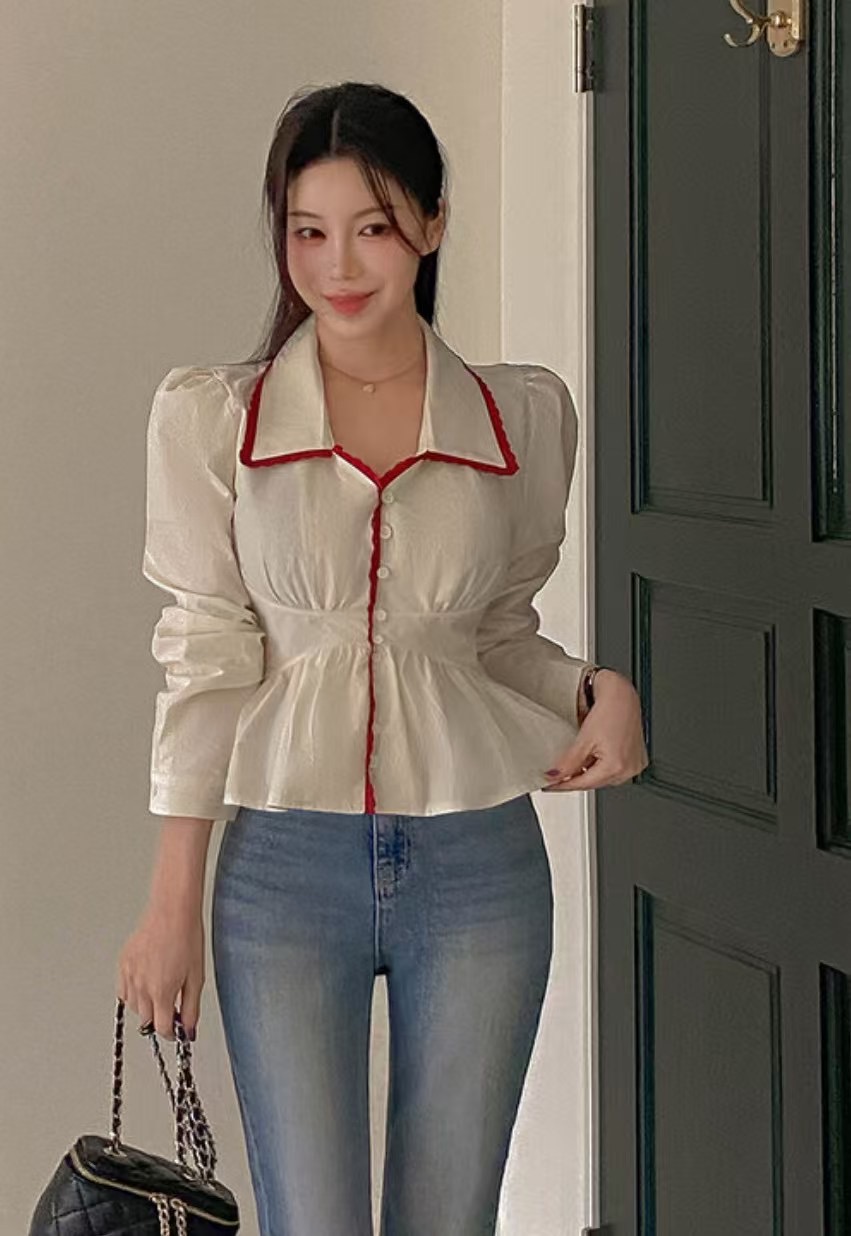 PLEASE韓國直郵女士新品真品職業時尚推薦人氣25春夏襯衫蕾絲衫PLEASE襯衫/蕾絲衫圖色2