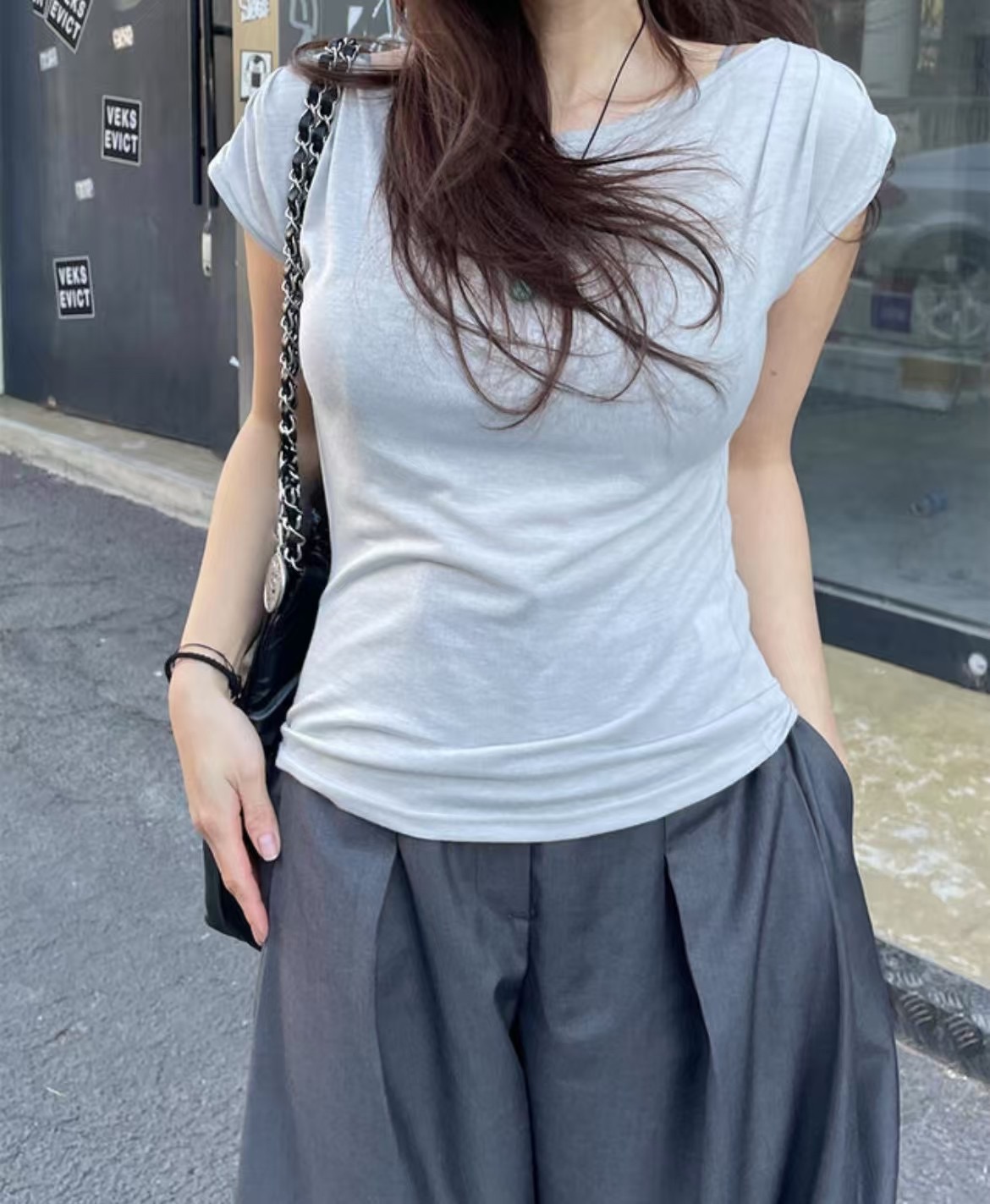 ROOOF東大門代購女士新款時尚真品熱賣25春夏休閑職業T恤高領ROOOFT恤