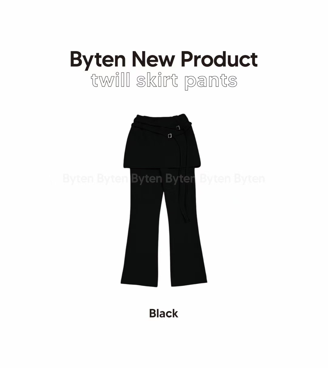BYTEN韓國代購女裝新品時尚職業推薦真品25春夏休閑裙褲含腰帶BYTEN裙褲圖色2