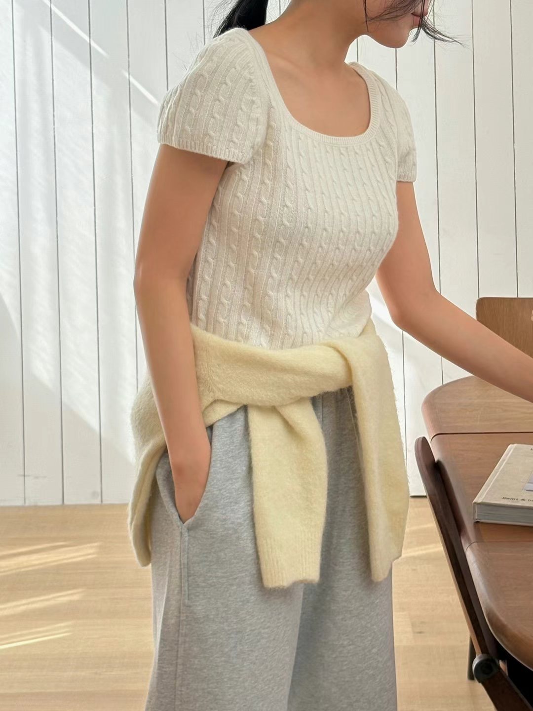 FIKA韓國代購女士新款人氣休閑職業25春夏時尚熱賣真品針織衫TAHITI/LONER針織衫