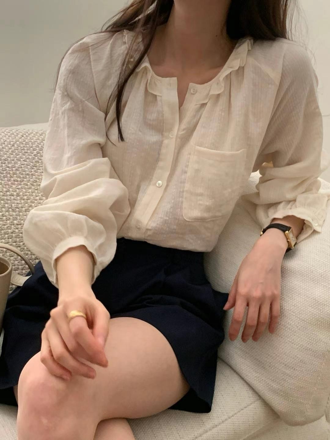 COME HERE東大門實拍女裝新品人氣推薦休閑25春夏襯衫蕾絲衫COME HERE襯衫/蕾絲衫圖色2