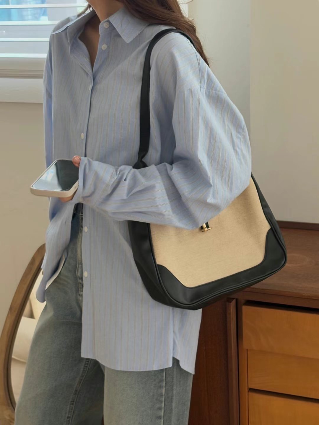 FIKA韓國代購女士新款時尚人氣熱賣休閑25春夏襯衫蕾絲衫條紋TAHITI/LONER襯衫/蕾絲衫圖色2