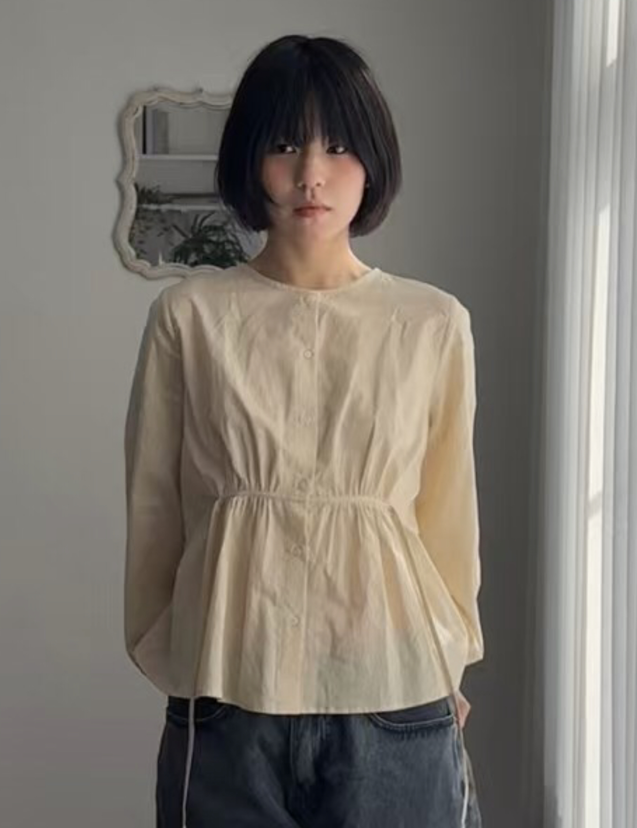 CAROLINE韓國直郵女士新品休閑熱賣25春夏職業時尚襯衫蕾絲衫CARO_LINE襯衫/蕾絲衫圖色2