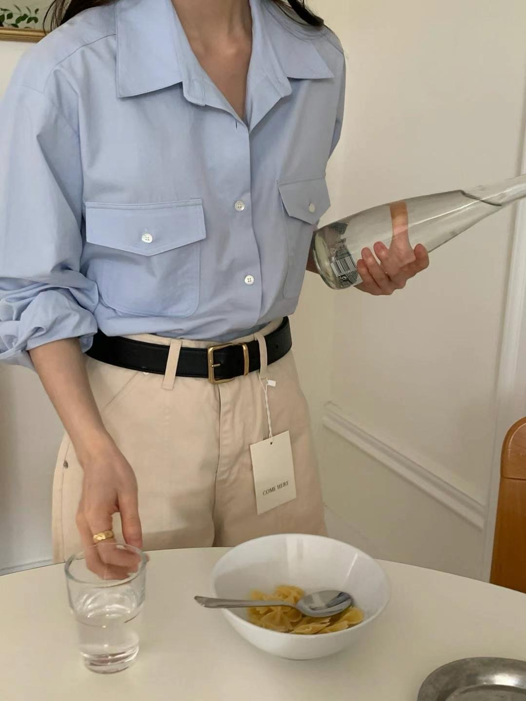 COME HERE韓國㊣直郵東大門代購女裝新款時尚休閑襯衫蕾絲衫COME HERE襯衫/蕾絲衫