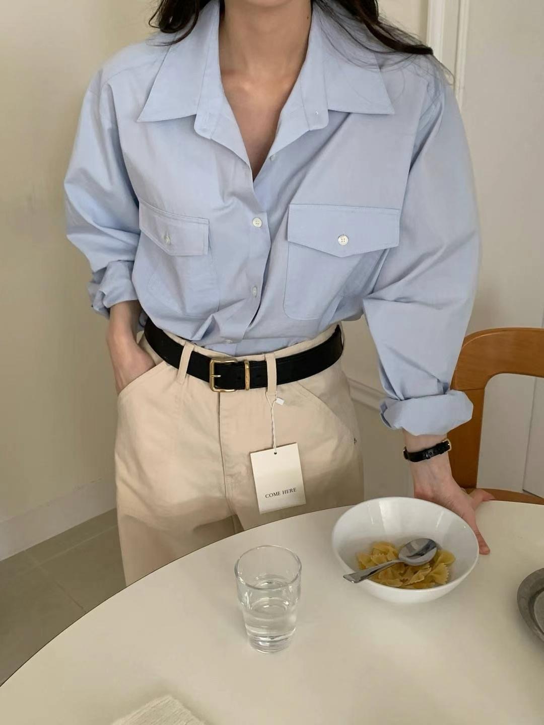 COME HERE韓國㊣直郵東大門代購女裝新款時尚休閑襯衫蕾絲衫COME HERE襯衫/蕾絲衫