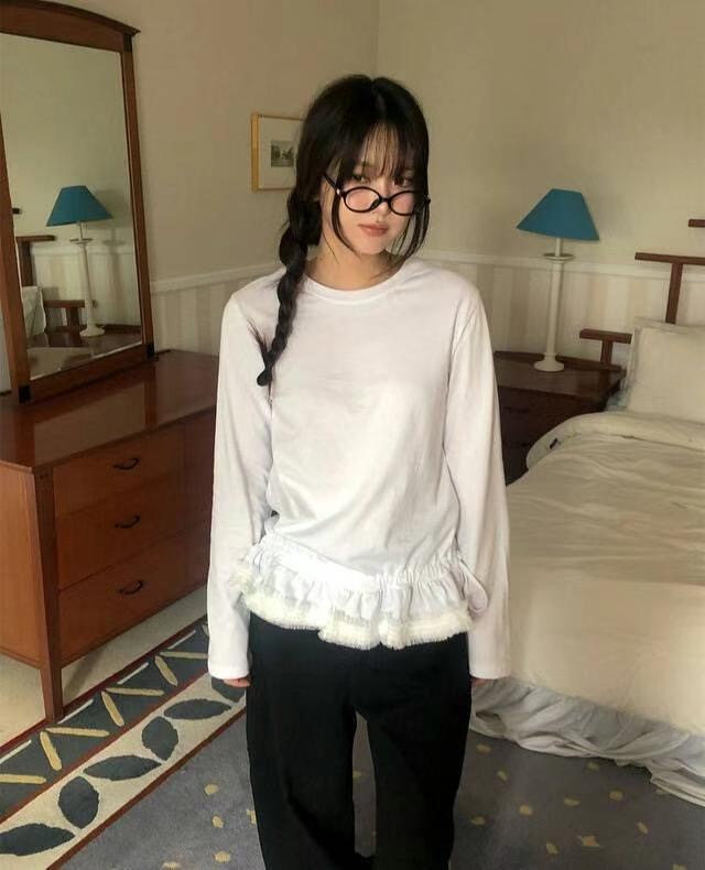 EDD韓國直郵㊣東大門實拍女裝新款休閑人氣推薦熱賣長袖T恤EDD長袖T恤