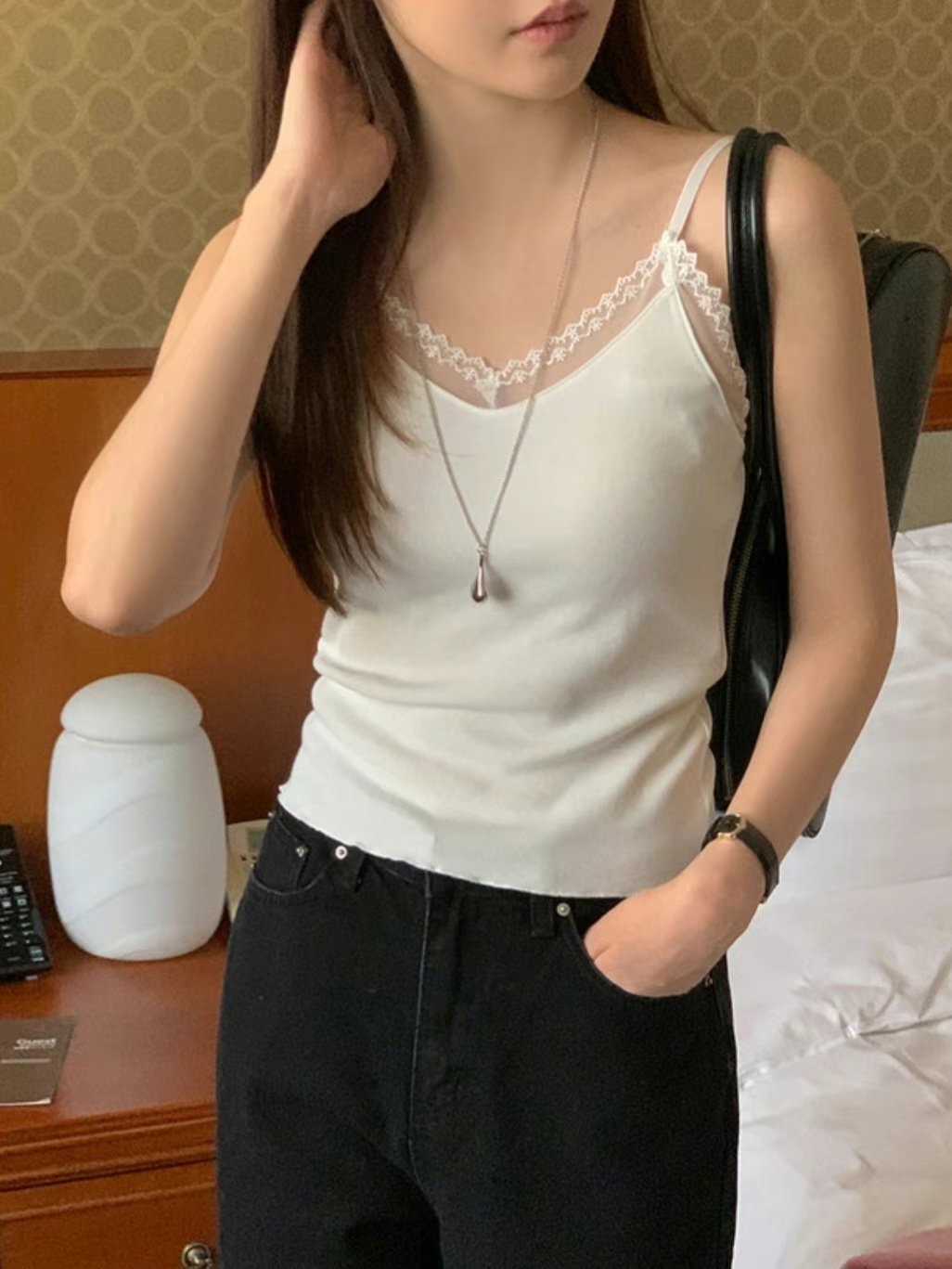 FIKA韓國㊣直郵東大門代購女裝新品25春夏時尚熱賣吊帶背心TAHITI/LONER吊帶/背心圖色3