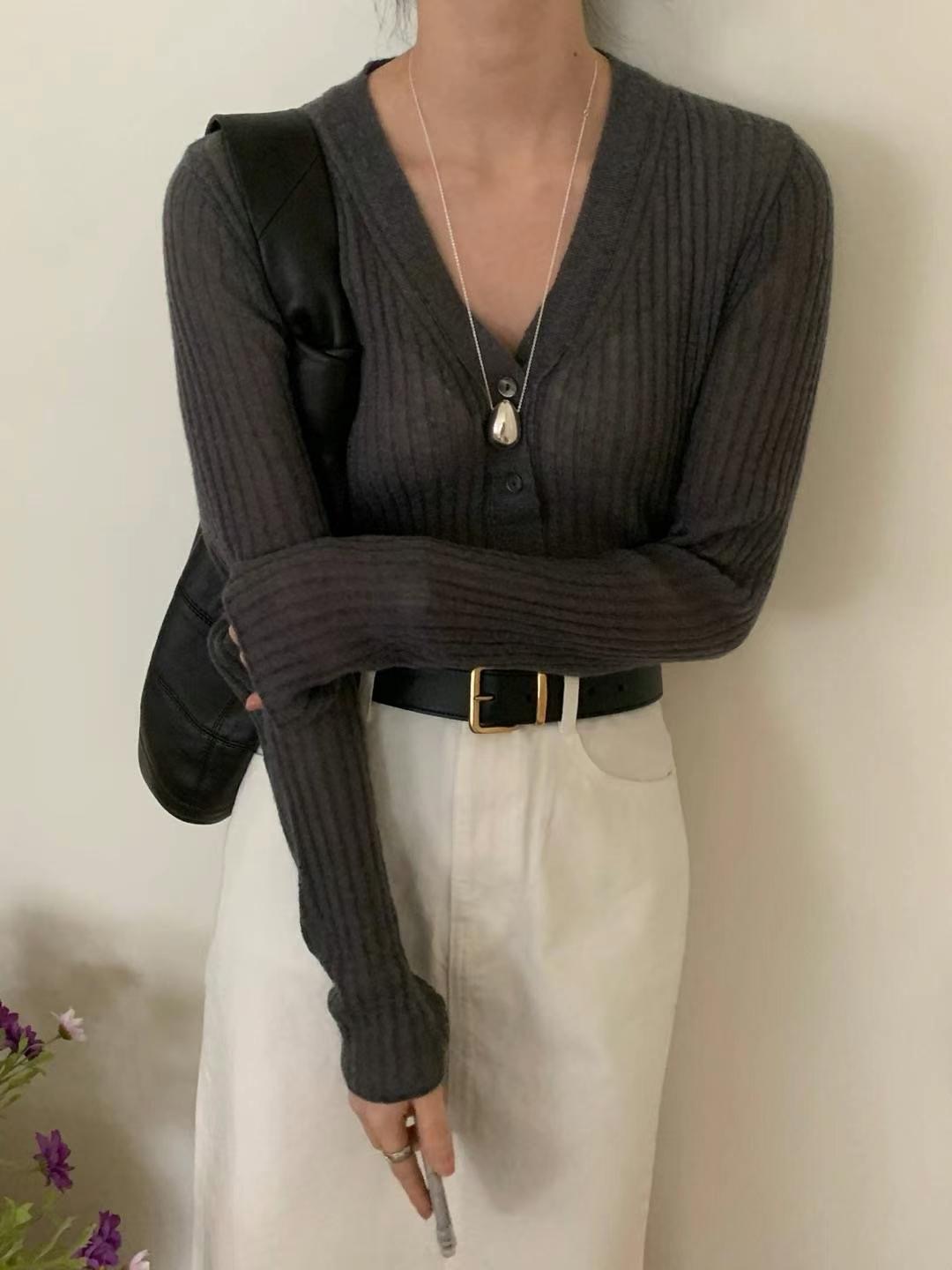 COME HERE韓國直郵㊣東大門實拍女裝新款時尚熱賣針織衫開衫COME HERE針織衫圖色2