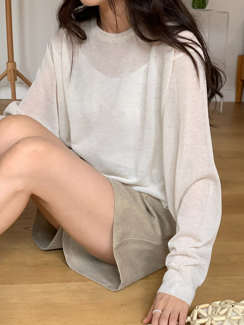 BLEECKER韓國直郵㊣東大門實拍女裝新款人氣休閑針織衫亞麻BLEECKER針織衫