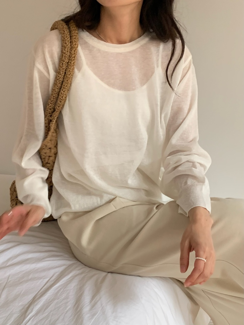 BLEECKER韓國直郵㊣東大門實拍女裝新款人氣休閑針織衫亞麻BLEECKER針織衫