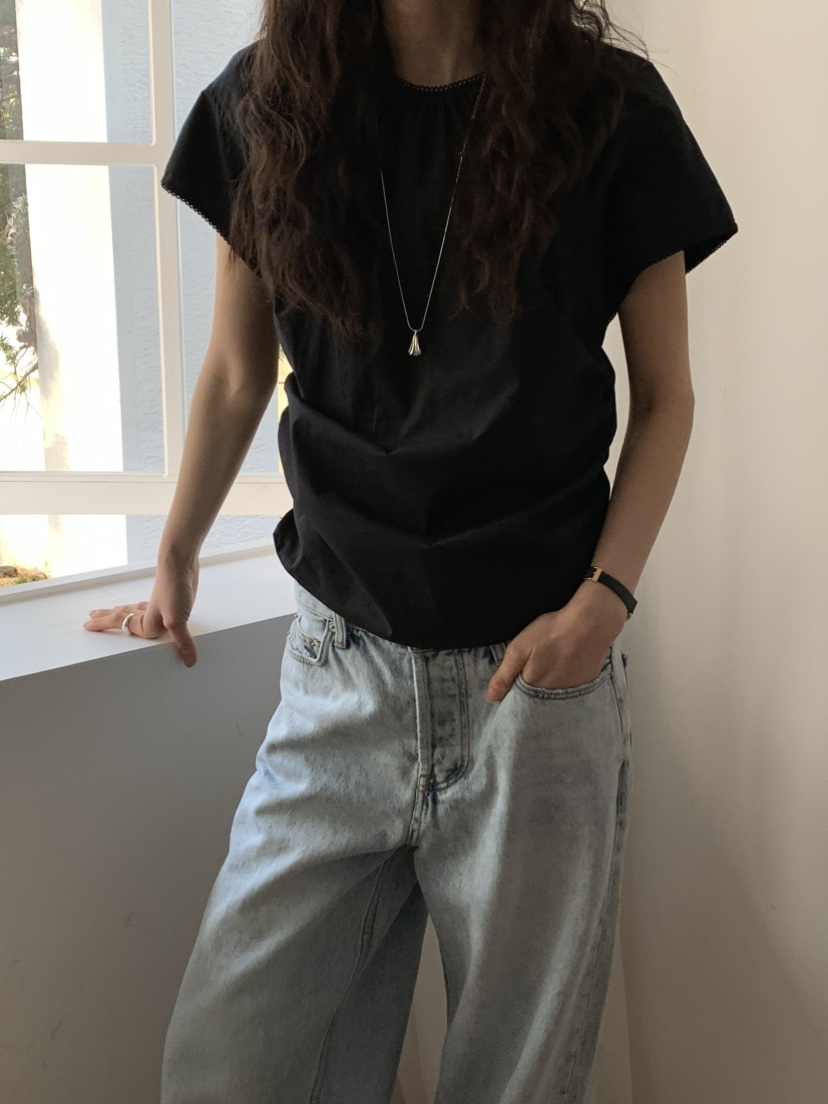 OURS韓國㊣直郵東大門代購女裝新品時尚推薦襯衫蕾絲衫蕾絲OURS襯衫/蕾絲衫