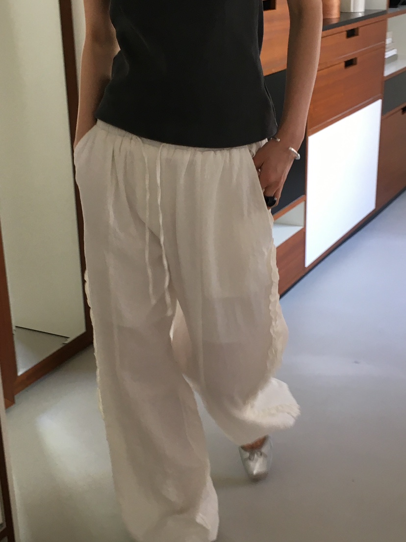 OURS韓國直郵㊣女裝新款推薦時尚25春夏休閑人氣休閑褲荷葉邊OURS休閑褲