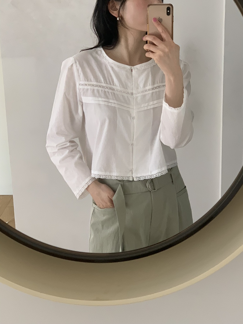 SENDTWO韓國直郵㊣東大門實拍女裝新品休閑推薦熱賣襯衫蕾絲衫SENDTWO襯衫/蕾絲衫