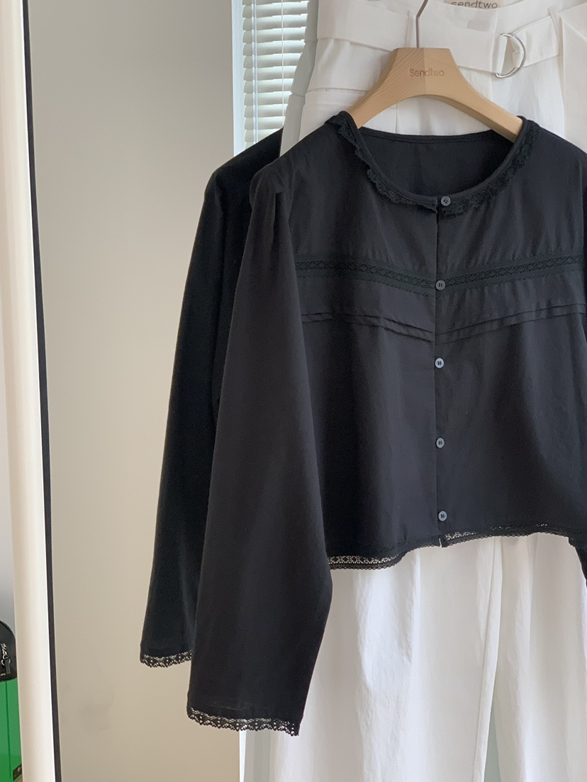 SENDTWO韓國直郵㊣東大門實拍女裝新品休閑推薦熱賣襯衫蕾絲衫SENDTWO襯衫/蕾絲衫