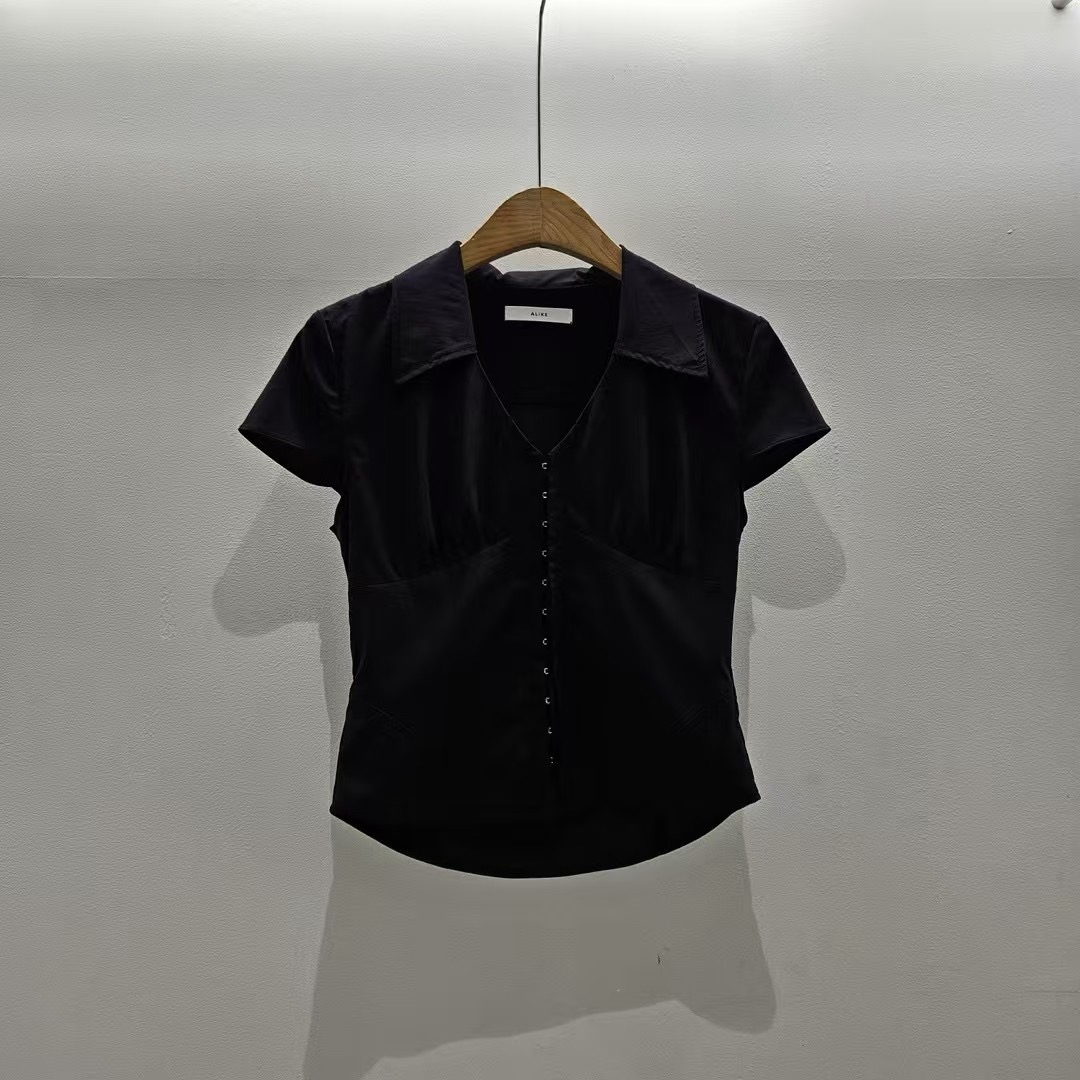 A LIKE直郵韓國代購㊣女裝新品休閑25春夏熱賣襯衫蕾絲衫緊身A LIKE襯衫/蕾絲衫圖色2