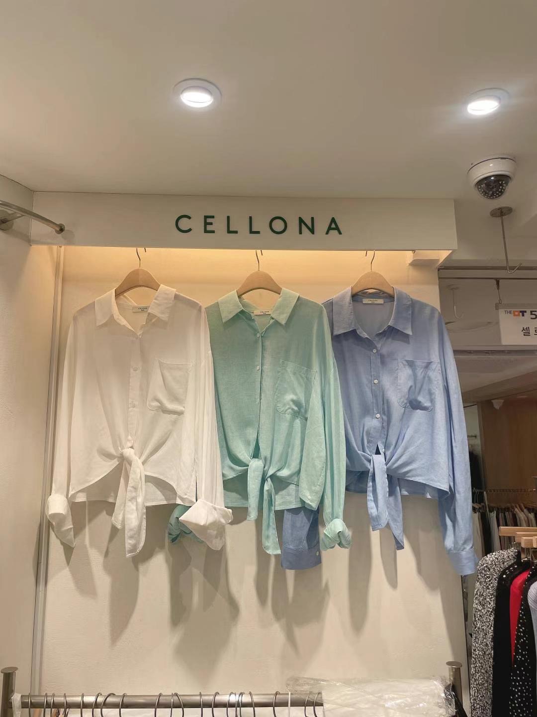 CELLONA直郵韓國代購㊣女裝新款推薦休閑人氣襯衫蕾絲衫亞麻CELLONA襯衫/蕾絲衫
