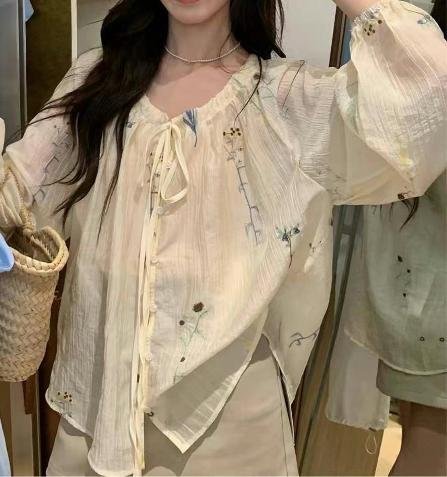 CELLONA韓國直郵㊣女裝新品休閑25春夏熱賣推薦襯衫蕾絲衫刺繡CELLONA襯衫/蕾絲衫