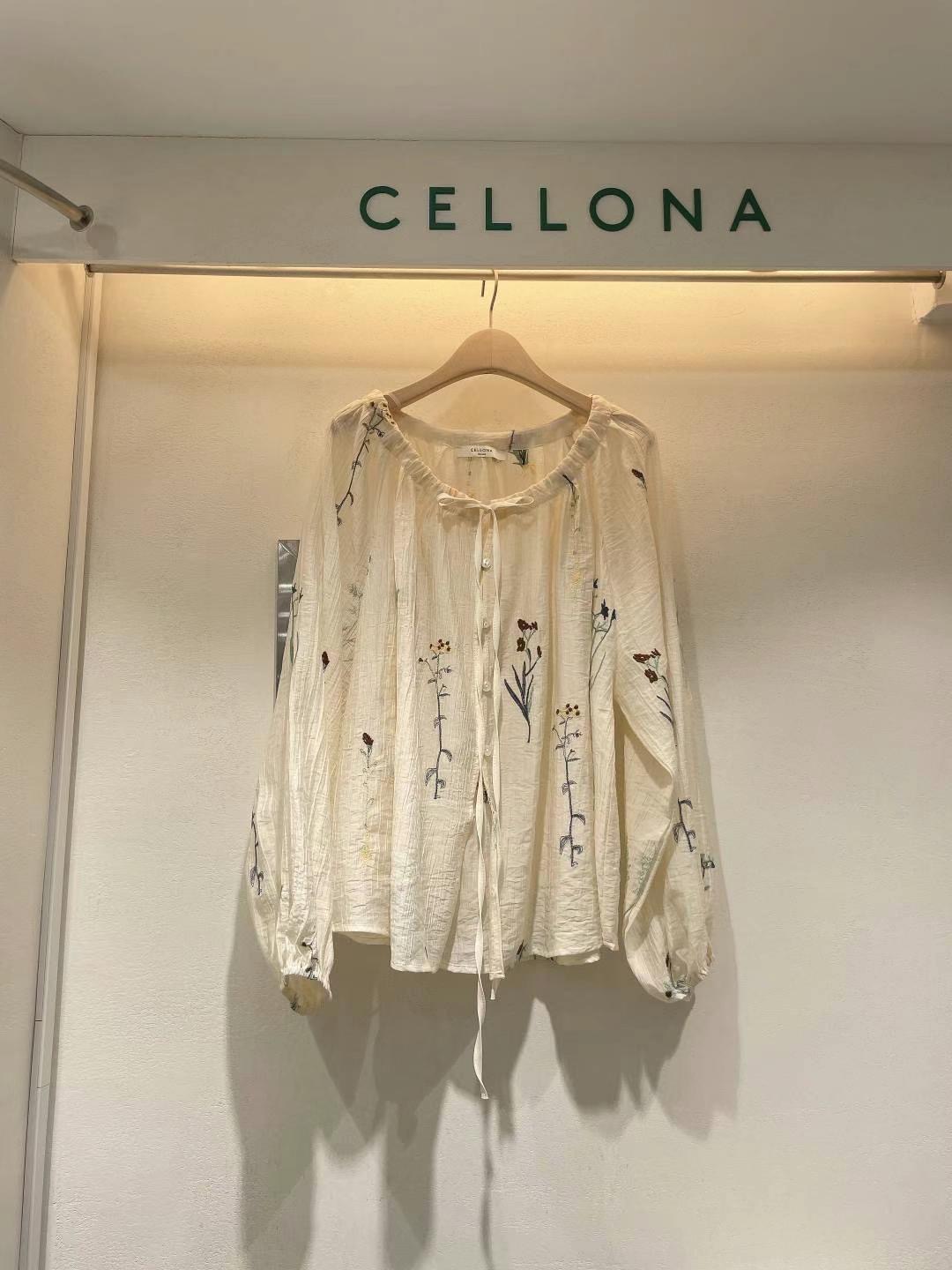 CELLONA韓國直郵㊣女裝新品休閑25春夏熱賣推薦襯衫蕾絲衫刺繡CELLONA襯衫/蕾絲衫