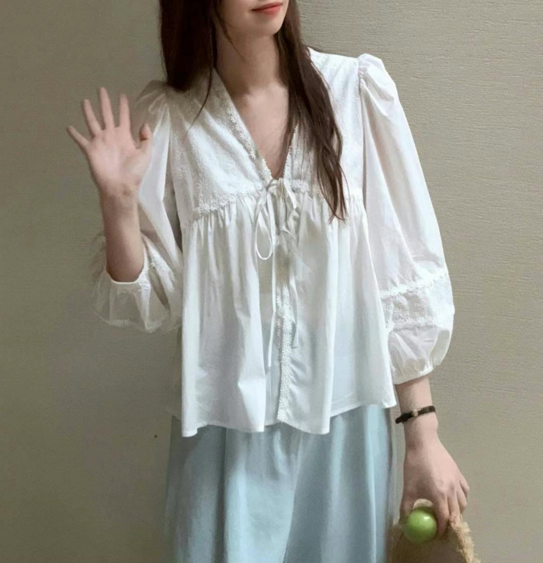 CELLONA直郵韓國代購㊣女裝新款人氣25春夏時尚熱賣襯衫蕾絲衫CELLONA襯衫/蕾絲衫