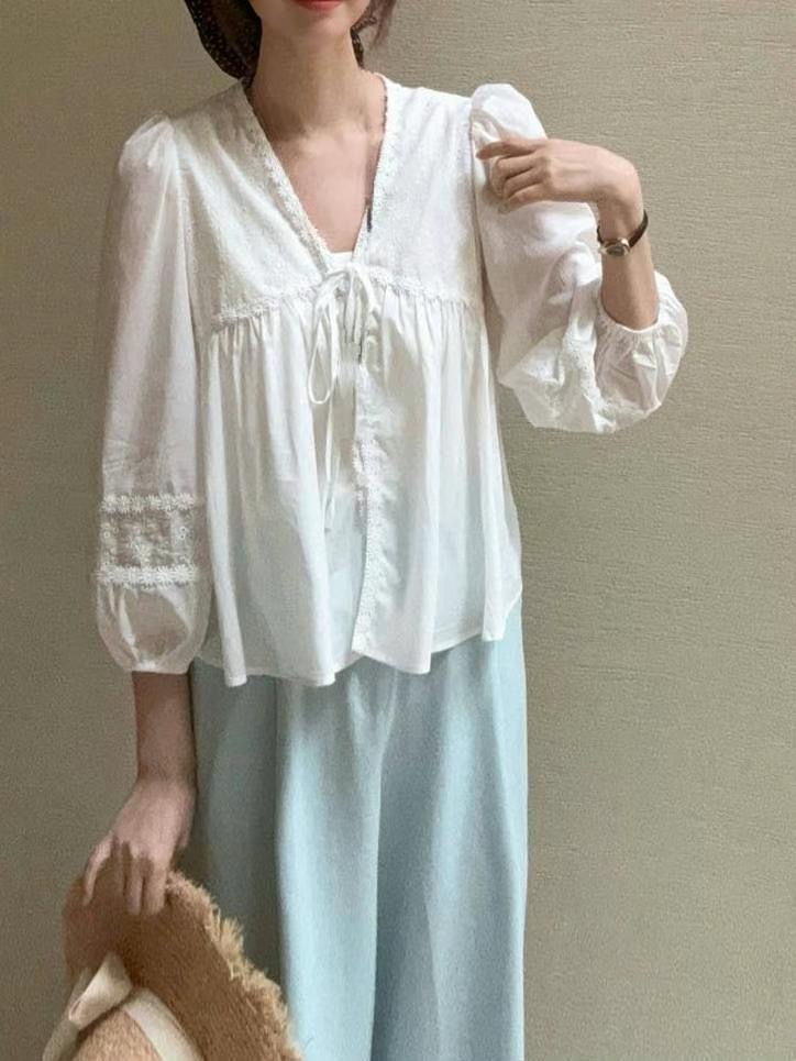 CELLONA直郵韓國代購㊣女裝新款人氣25春夏時尚熱賣襯衫蕾絲衫CELLONA襯衫/蕾絲衫