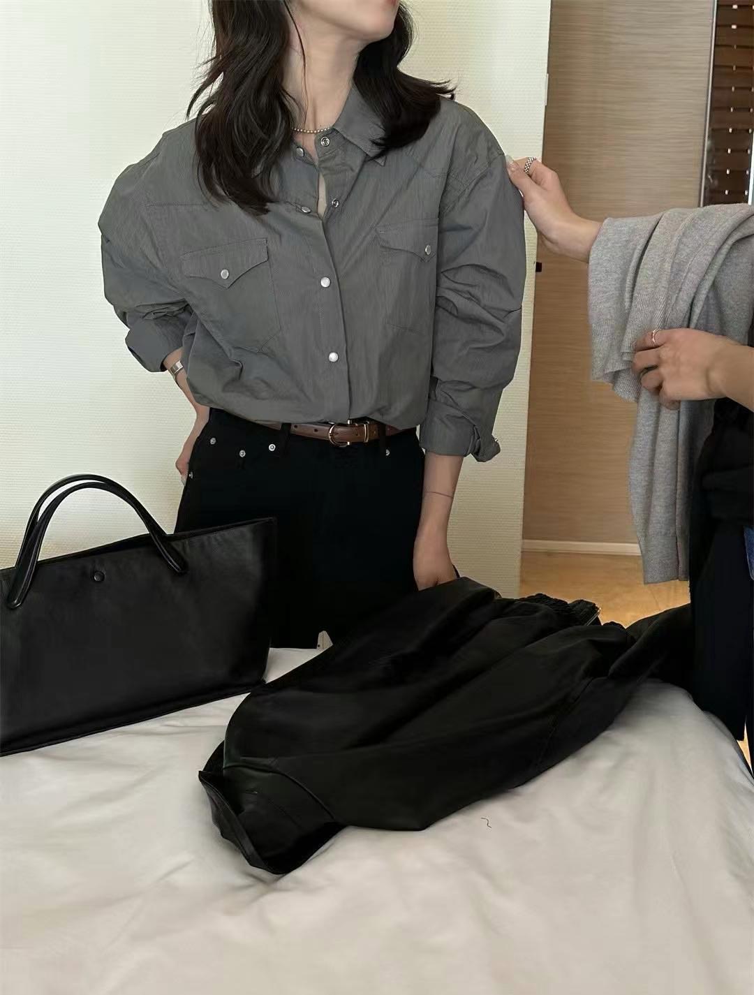 CELLONA韓國直郵㊣東大門實拍女裝新品時尚休閑襯衫蕾絲衫口袋CELLONA襯衫/蕾絲衫