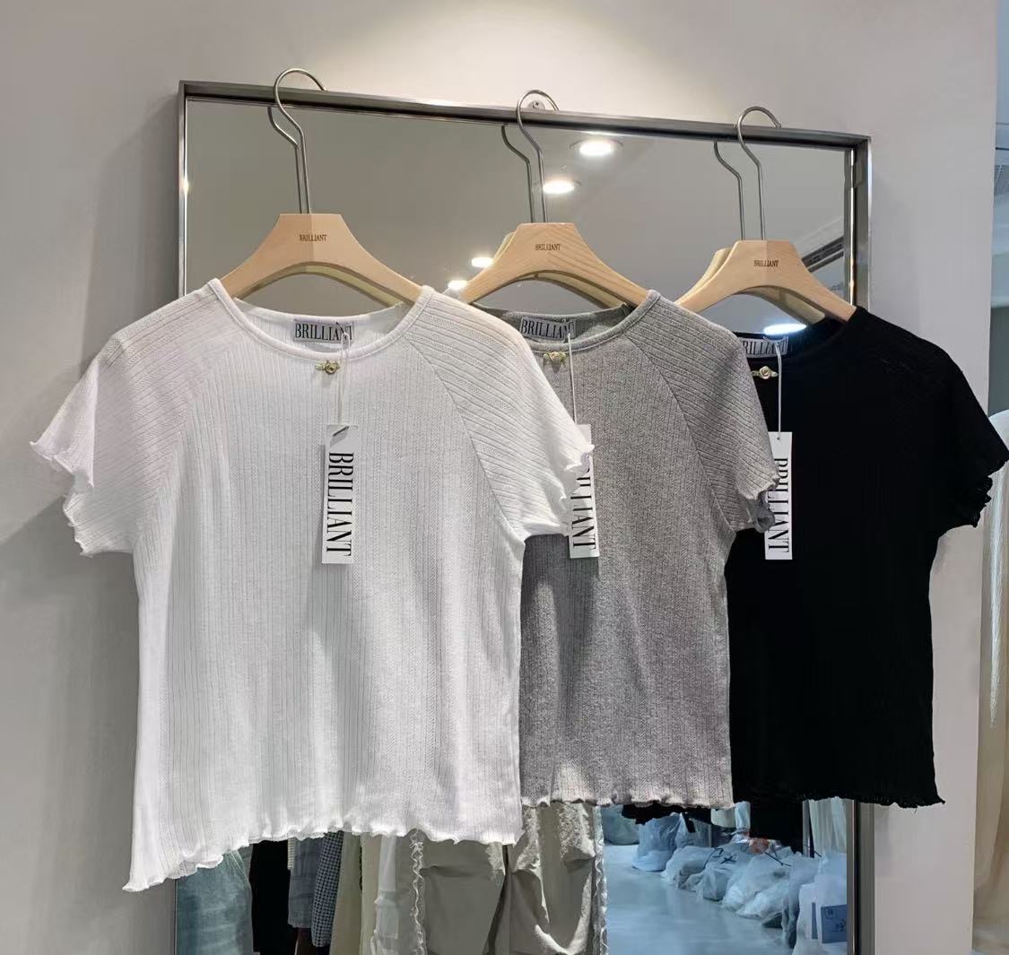 BRILLIANT韓國直郵㊣東大門實拍女裝新品熱賣時尚人氣休閑T恤BRILLIANTT恤圖色3左三色