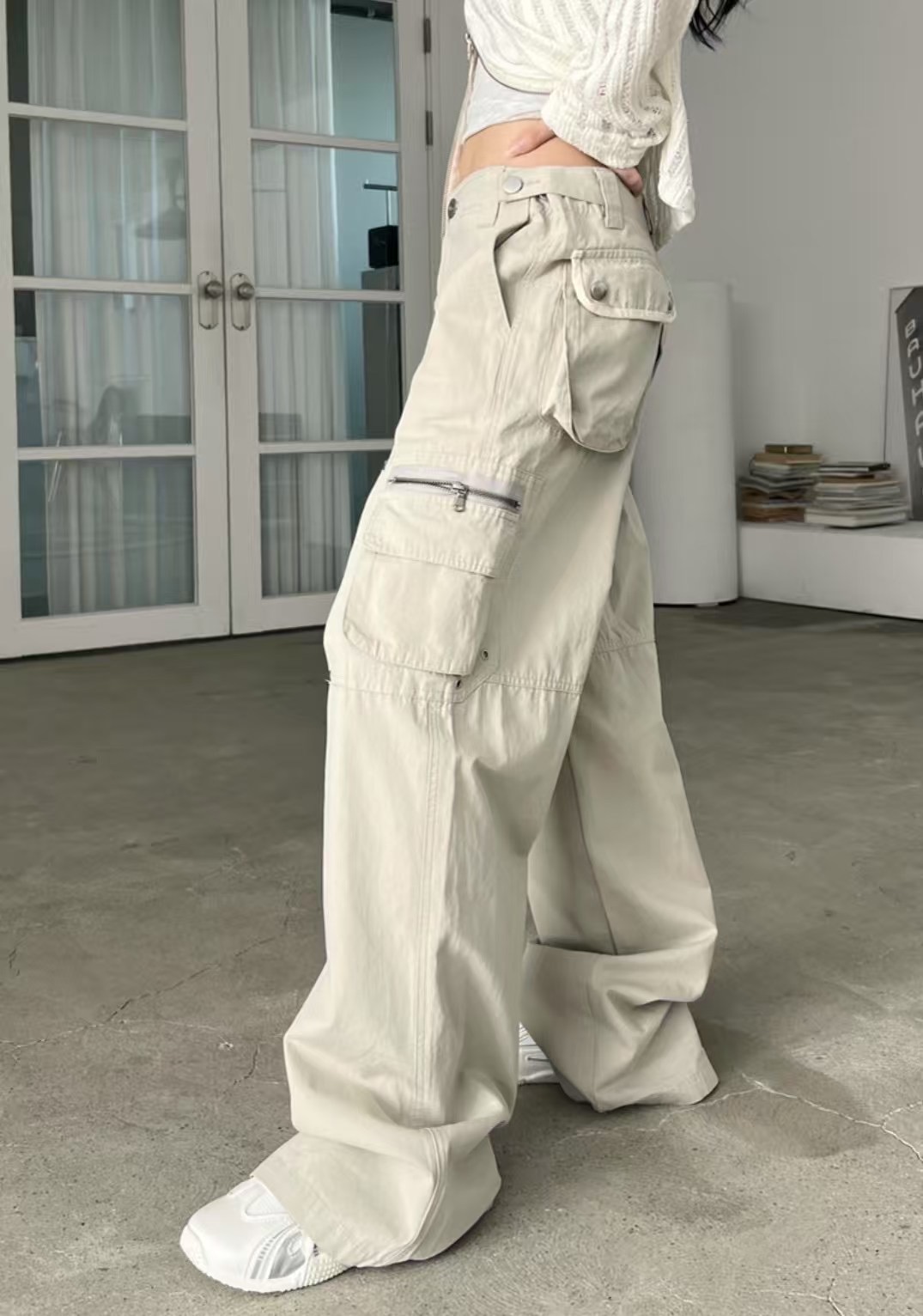 A LIKE直郵韓國代購㊣女裝新款熱賣休閑推薦休閑褲工裝褲拉鏈A LIKE休閑褲