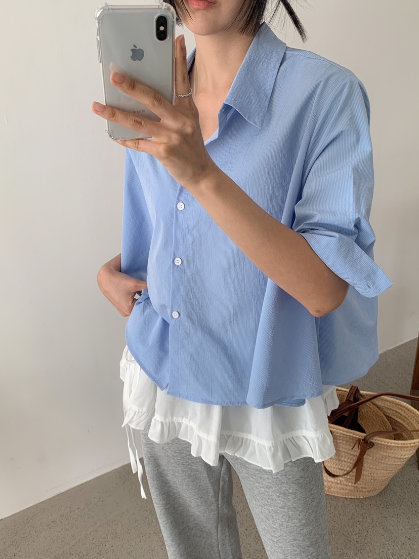 MILLIMETER韓國直郵㊣女裝新款休閑時尚推薦熱賣襯衫蕾絲衫MILLIMETER襯衫/蕾絲衫