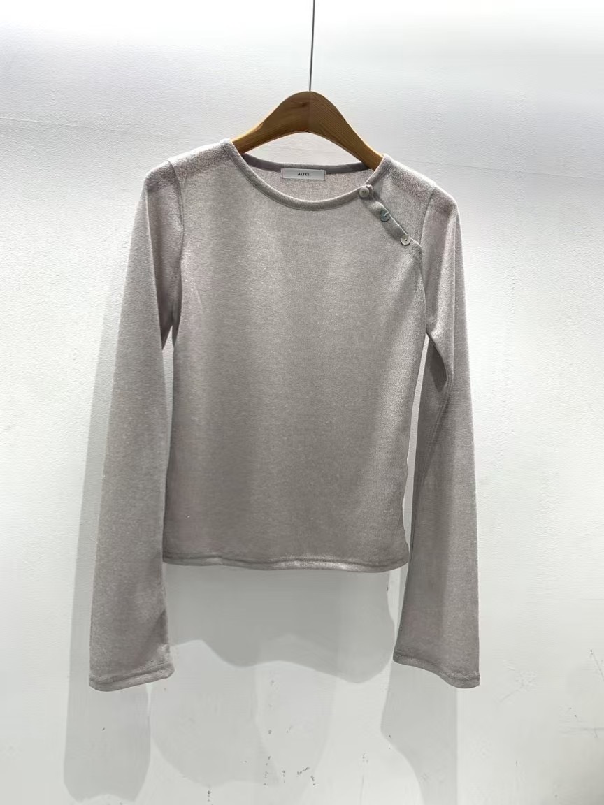 A LIKE韓國直郵㊣東大門實拍女裝新品25春夏針織衫透明紐扣A LIKE針織衫圖色2