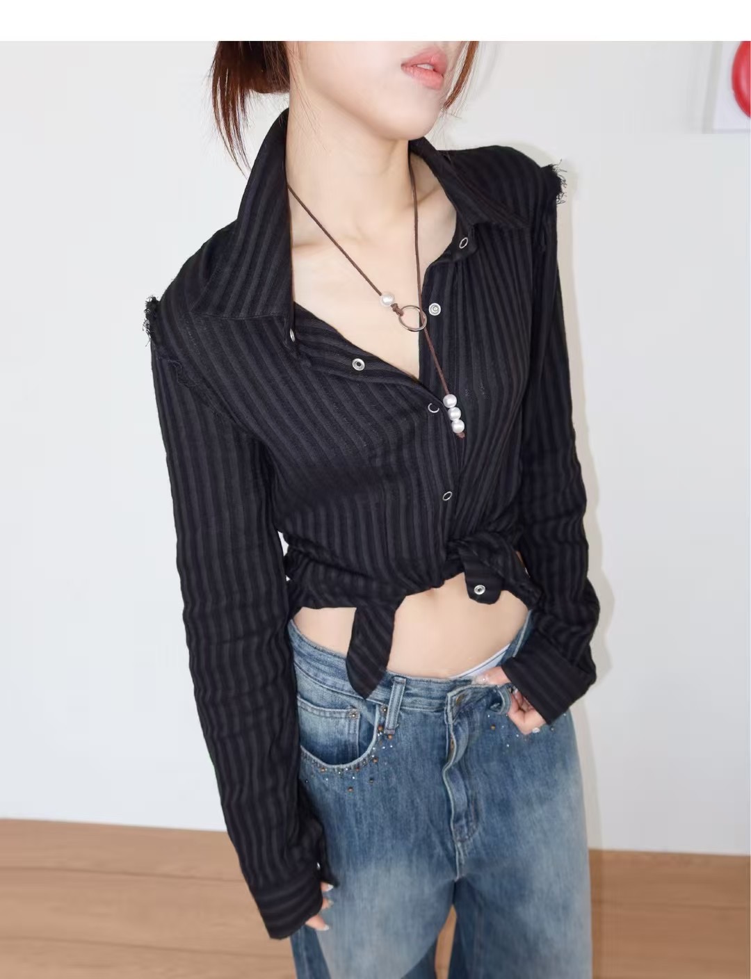 A LIKE韓國㊣直郵東大門代購女裝新款推薦休閑人氣襯衫蕾絲衫A LIKE襯衫/蕾絲衫圖色2