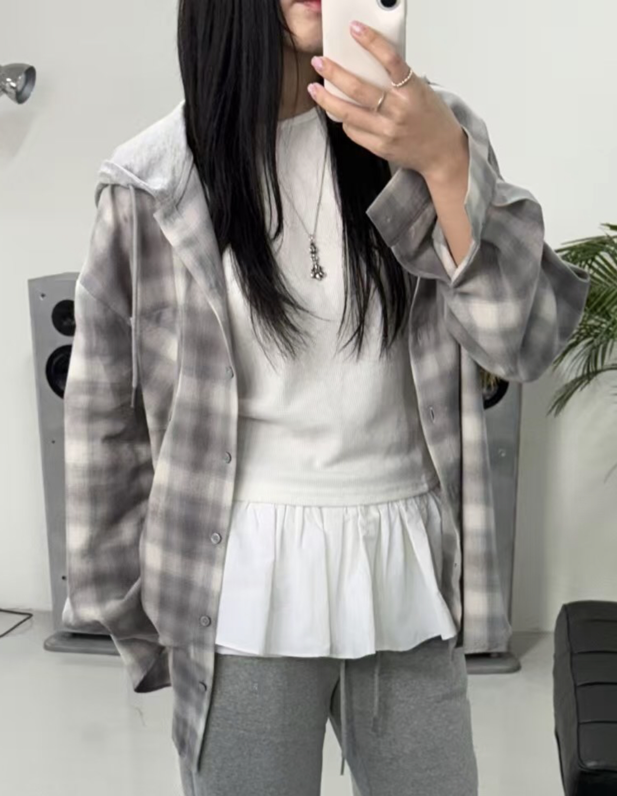 BRILLIANT韓國㊣直郵東大門代購女裝新品休閑熱賣夾克格紋連帽BRILLIANT夾克圖色2