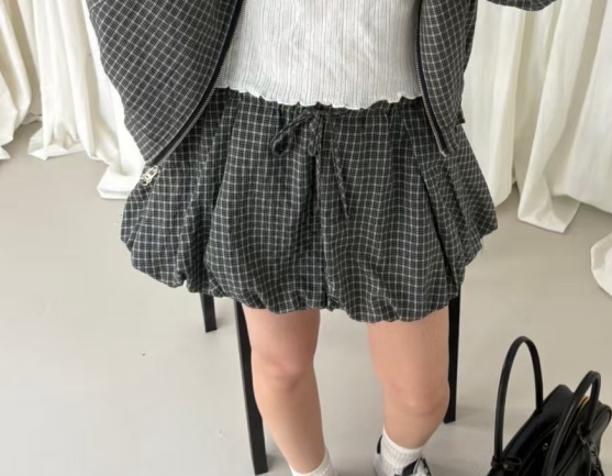 BRILLIANT韓國㊣直郵東大門代購女裝新品推薦休閑時尚短裙格紋BRILLIANT短裙圖色2