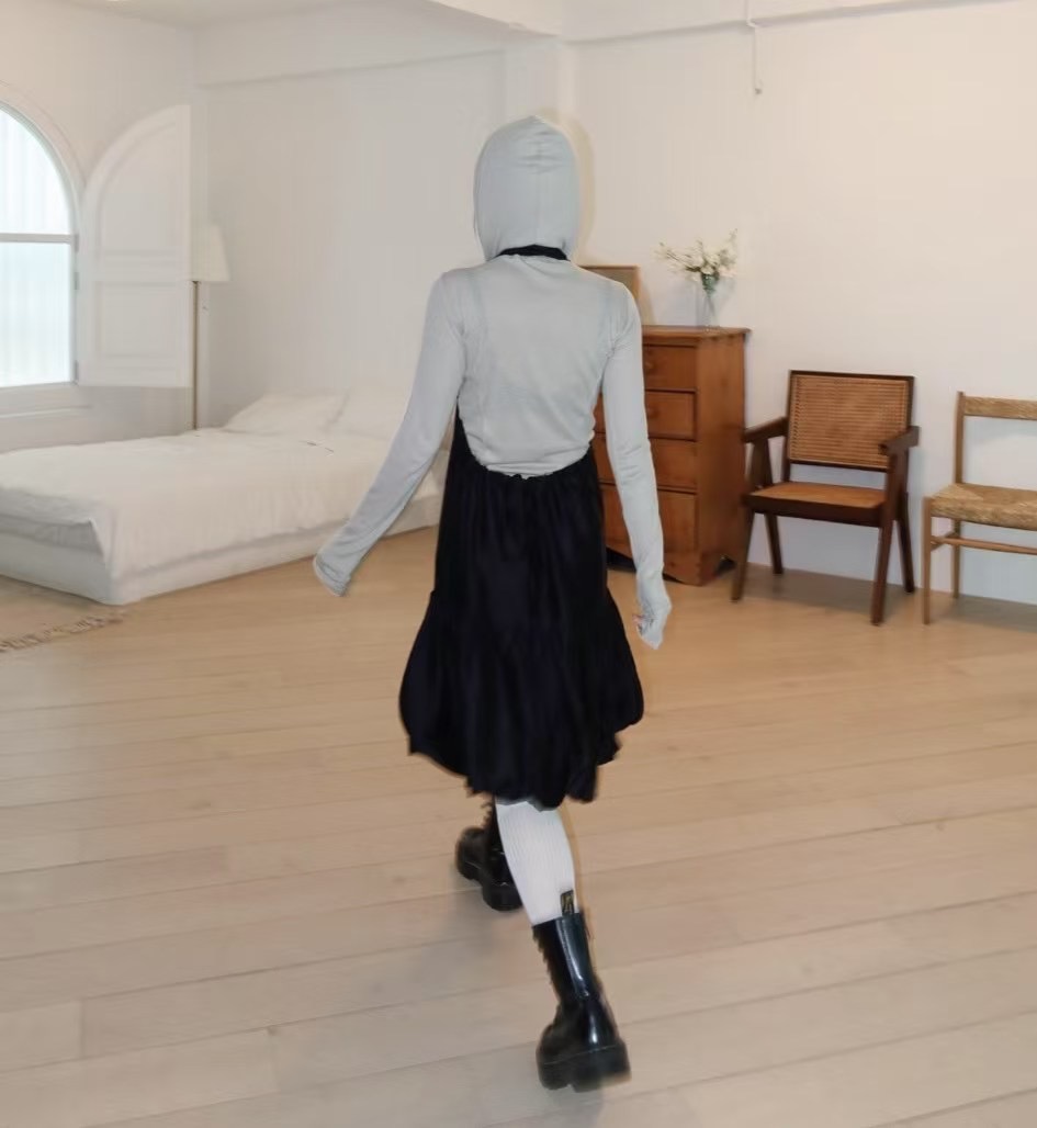 A LIKE韓國直郵㊣東大門實拍女裝新款推薦長袖T恤連帽衫修身透視A LIKE長袖T恤