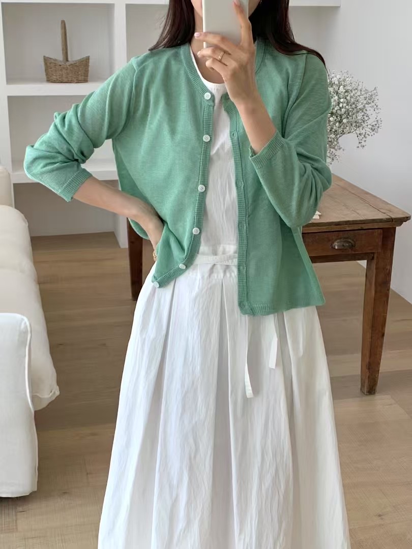 BENEFIT韓國㊣直郵東大門代購女裝新品時尚熱賣25春夏針織衫亞麻BENEFIT針織衫