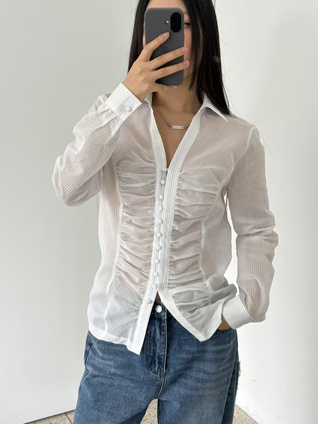 SAEBYEOK韓國直郵㊣女裝新款25春夏熱賣休閑時尚襯衫蕾絲衫SAEBYEOK襯衫/蕾絲衫