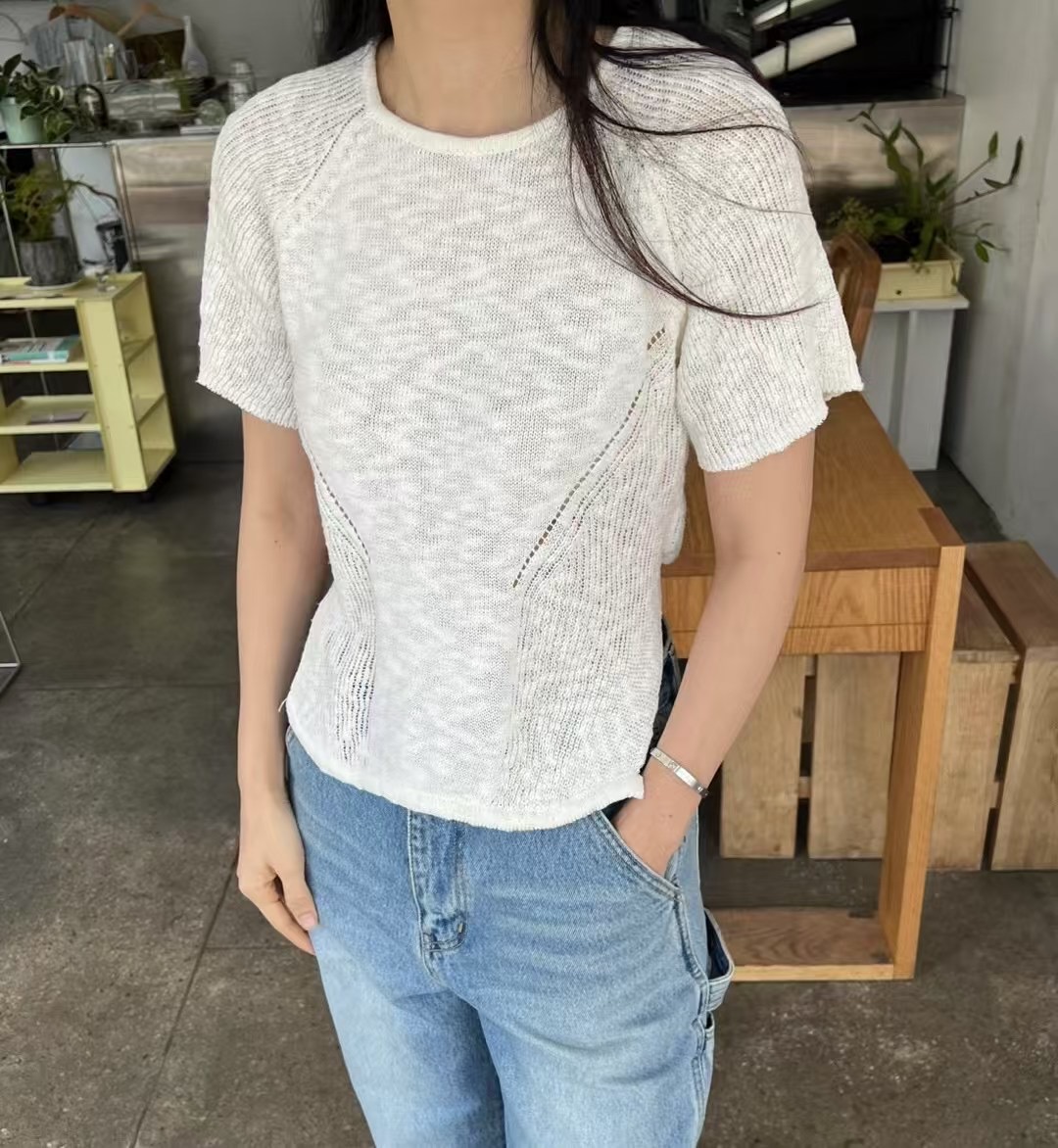 RAY_COMPANY直郵韓國代購㊣女裝新款熱賣時尚25春夏針織衫亞麻RAY_COMPANY針織衫