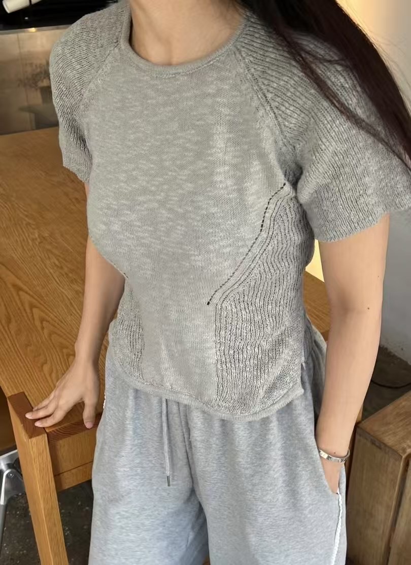 RAY_COMPANY直郵韓國代購㊣女裝新款熱賣時尚25春夏針織衫亞麻RAY_COMPANY針織衫圖色2