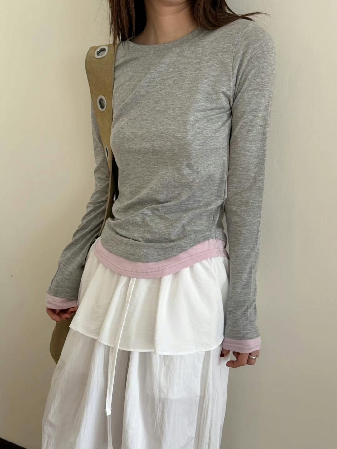 OURSTUDIO直郵韓國代購㊣女裝新款25春夏人氣推薦休閑長袖T恤OURSTUDIO長袖T恤