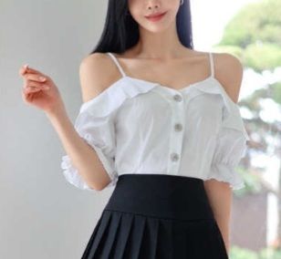 火Ⅱ-화투-T韓國直郵㊣東大門實拍女裝新品熱賣襯衫蕾絲衫火Ⅱ襯衫/蕾絲衫