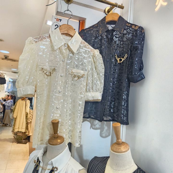火Ⅱ-화투-T韓國直郵㊣東大門實拍女裝新品25春夏襯衫蕾絲衫火Ⅱ襯衫/蕾絲衫