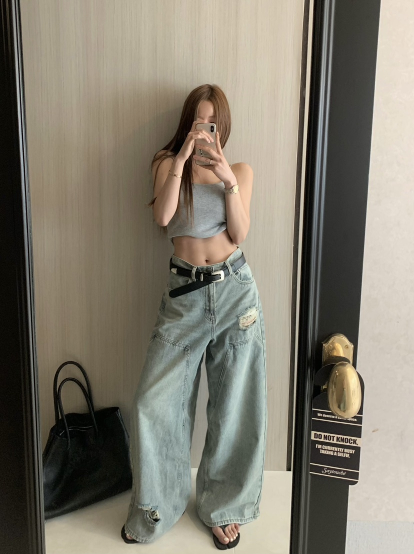 VIRKIN韓國直郵㊣女裝新品休閑時尚熱賣推薦25春夏人氣牛仔褲VIRKIN牛仔褲
