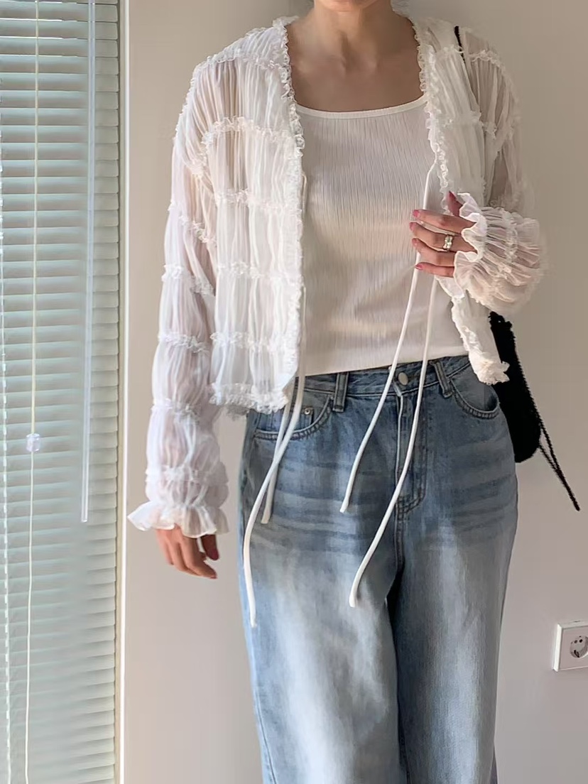 SENDTWO韓國㊣直郵東大門代購女裝新款25春夏人氣襯衫蕾絲衫SENDTWO襯衫/蕾絲衫