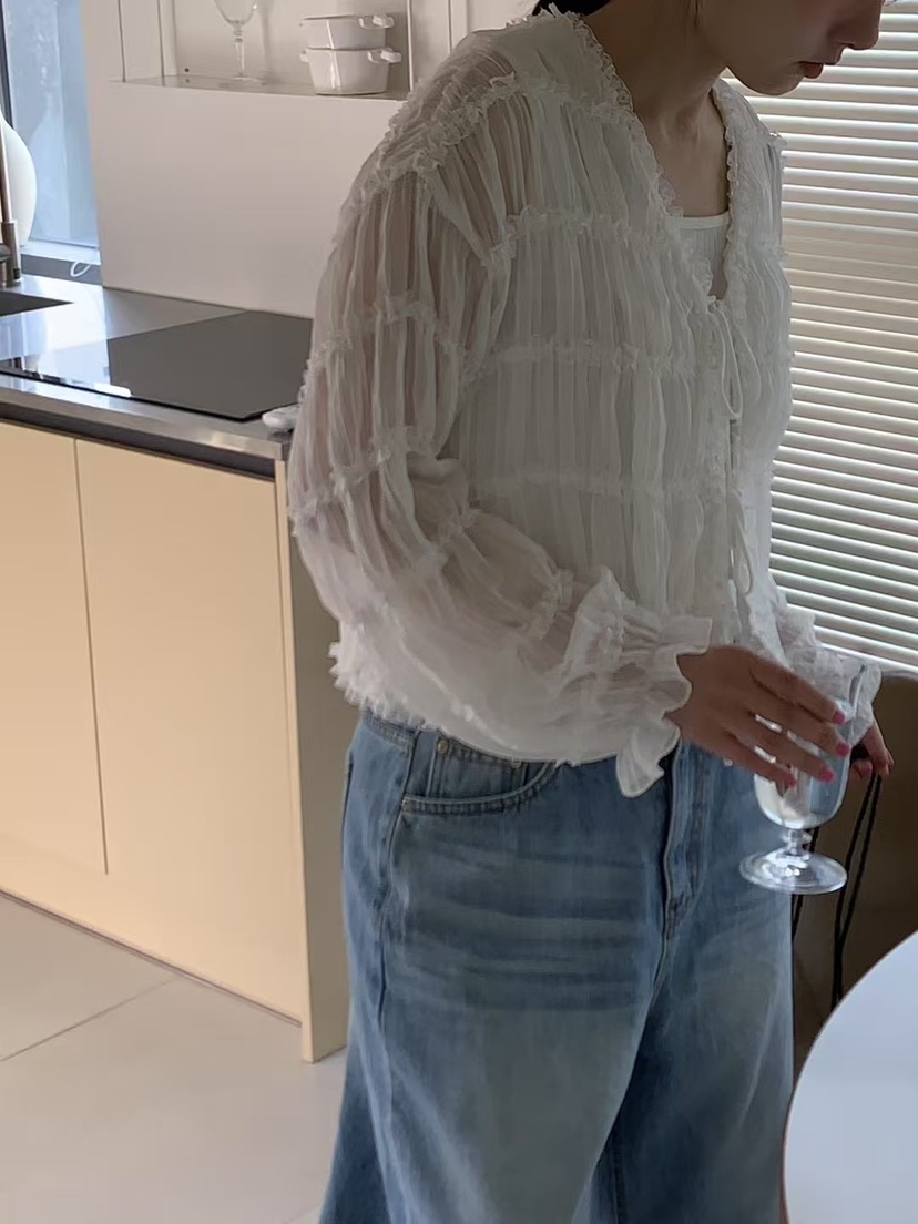 SENDTWO韓國㊣直郵東大門代購女裝新款25春夏人氣襯衫蕾絲衫SENDTWO襯衫/蕾絲衫