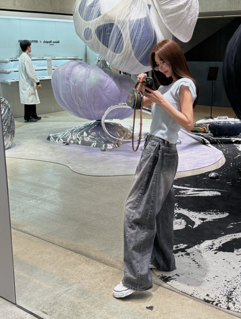 ON:UP韓國㊣直郵東大門代購女裝新品熱賣休閑牛仔褲寬松牛仔ON:UP牛仔褲