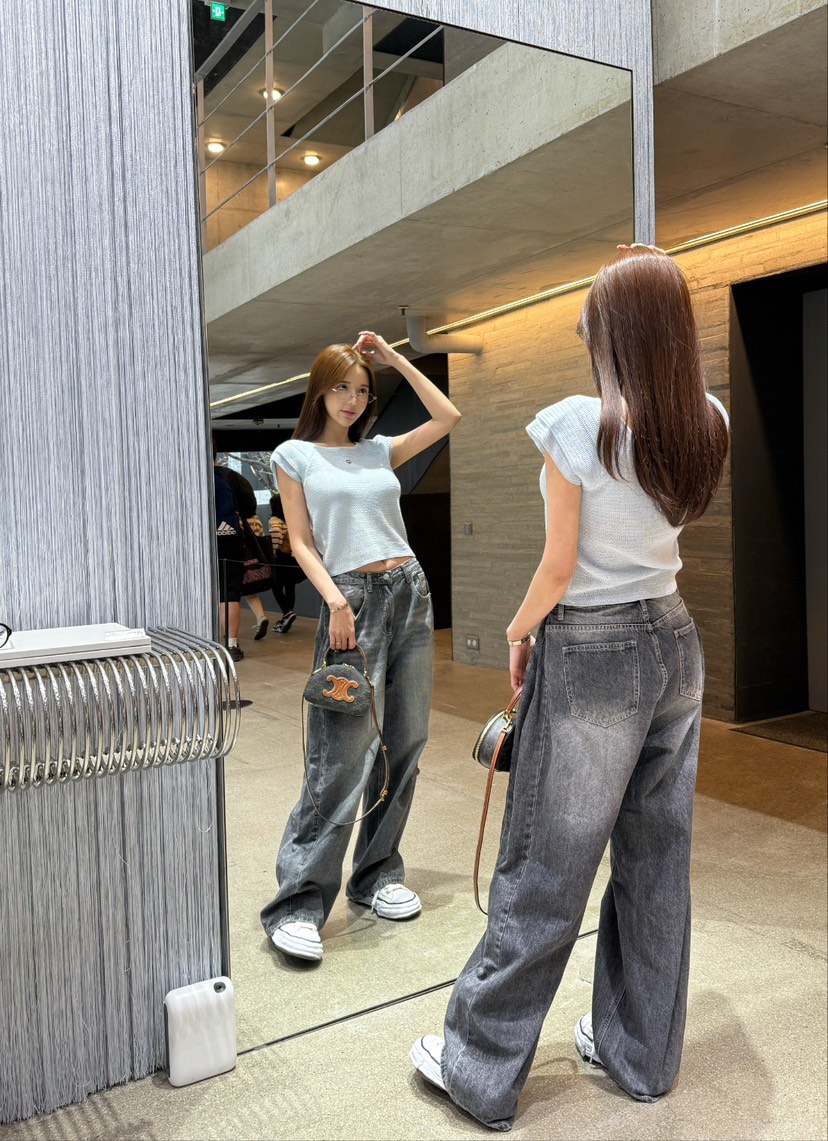 ON:UP韓國㊣直郵東大門代購女裝新品熱賣休閑牛仔褲寬松牛仔ON:UP牛仔褲