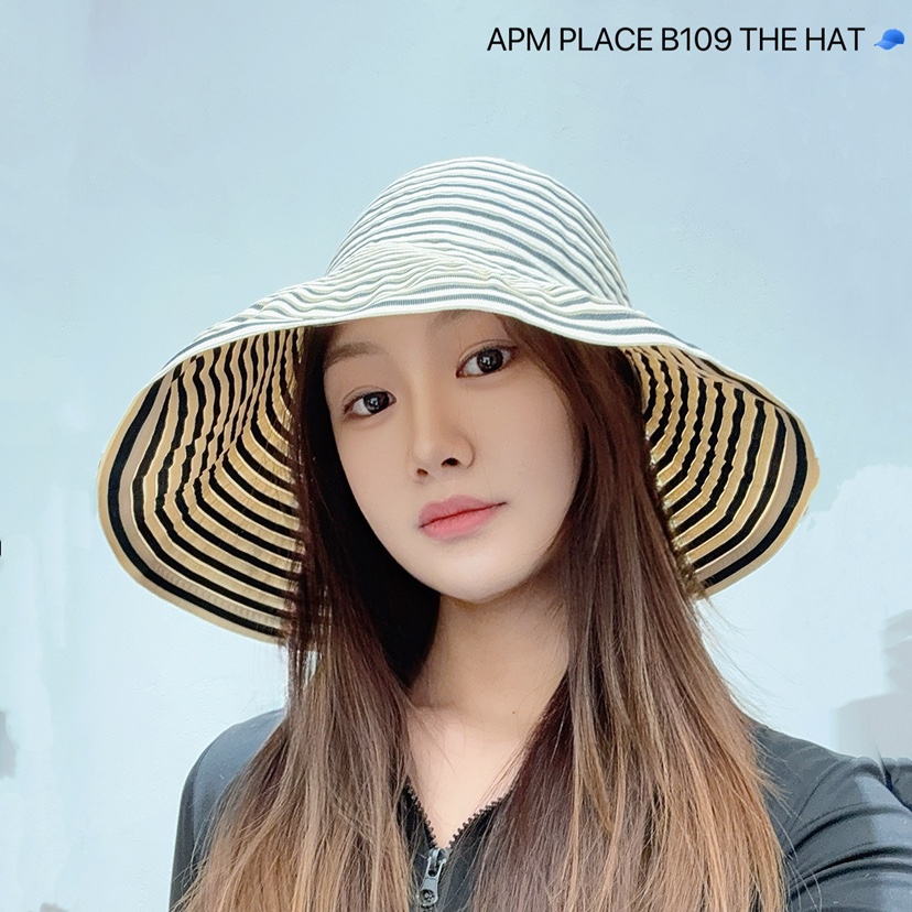 THE HAT-P韓國直郵㊣女裝新款推薦人氣熱賣25春夏帽子條紋THE HAT帽子圖色2