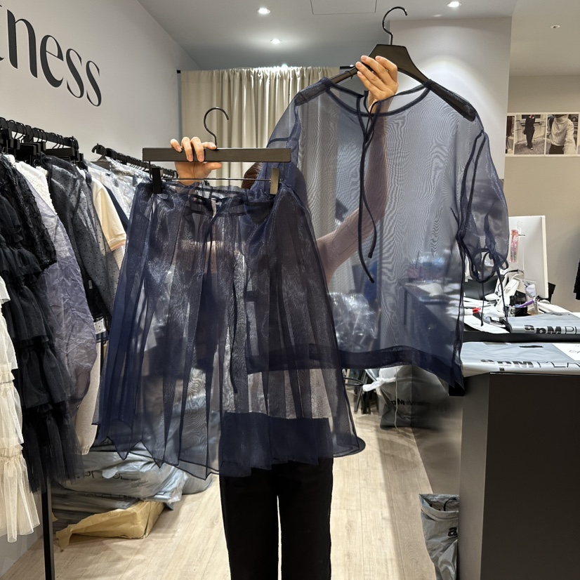 SOFTNESS韓國直郵㊣女裝新款25春夏休閑套裝兩件套歐根紗套裝Softness/Cosmic套裝